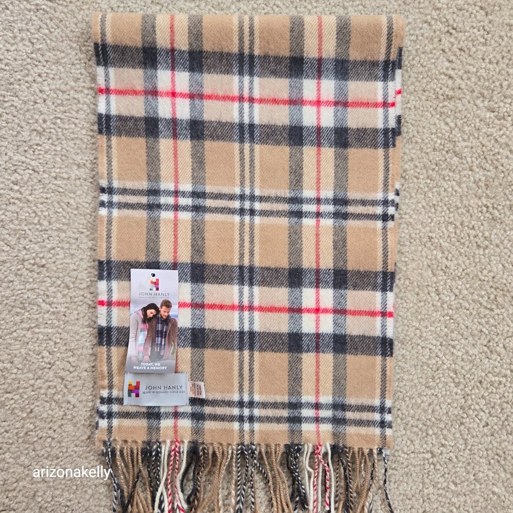 NWT Extra Fine Merino Wool Plaid Scarf Made in Ireland - Picture 7 of 8